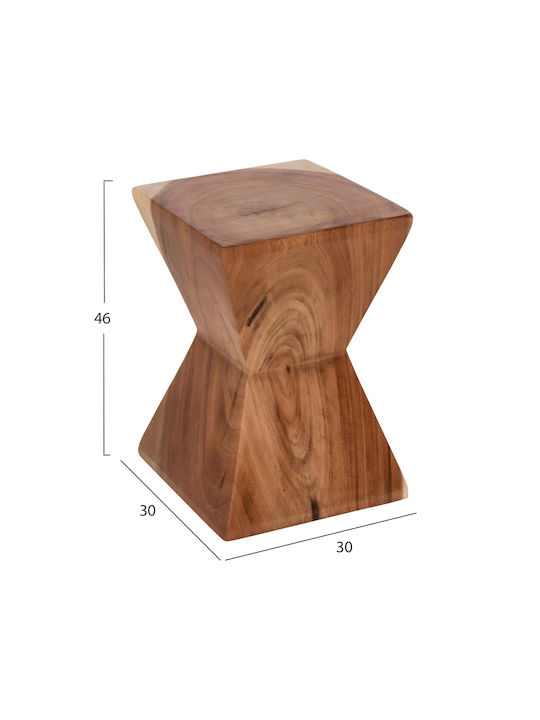 Stool For Living Room Wooden Anvil Natural 35x35x46cm