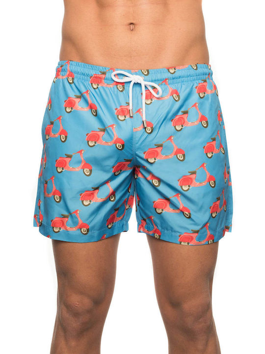 Costume De Baie Bărbați Pantaloni Scurți Albastru Deschis Cu Modele