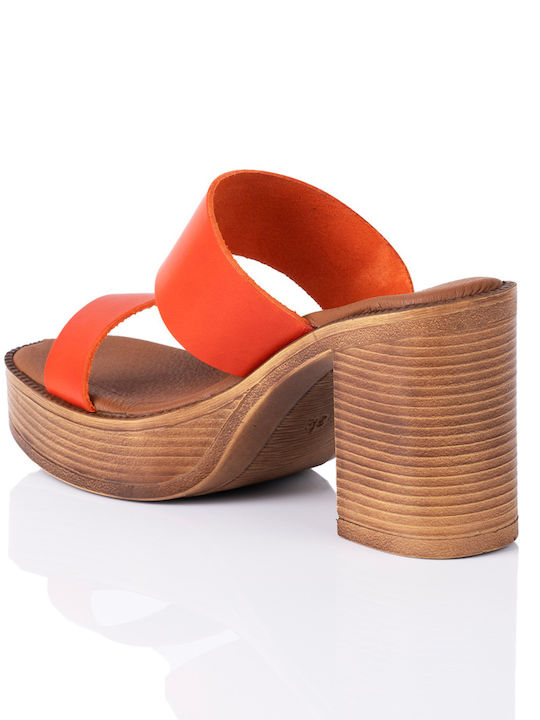 E-shopping Avenue Leather Women's Sandals Orange