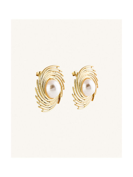 StanStefan Earrings made of Steel Gold Plated with Stones & Pearls