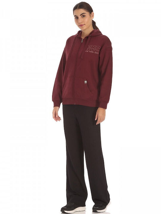 Damen Sweatshirt mit Kapuze Burgundisch