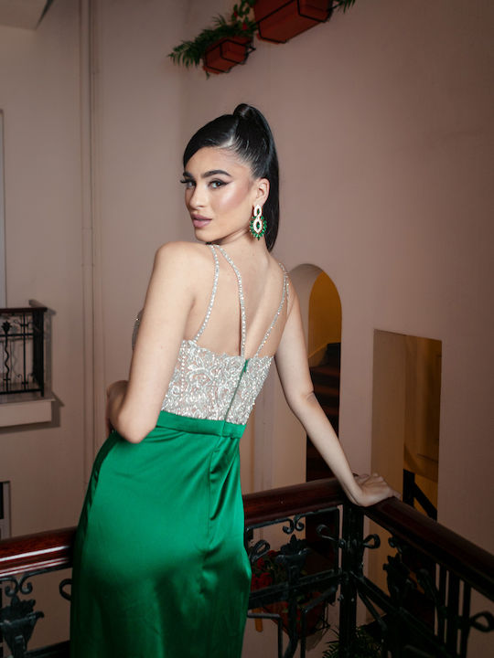 Sommer Maxi Abendkleid mit Schlitz Grün
