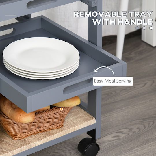 HomCom HomCom Küchenregal Hölzernes 4 Ebenen Blau 37x37x76cm