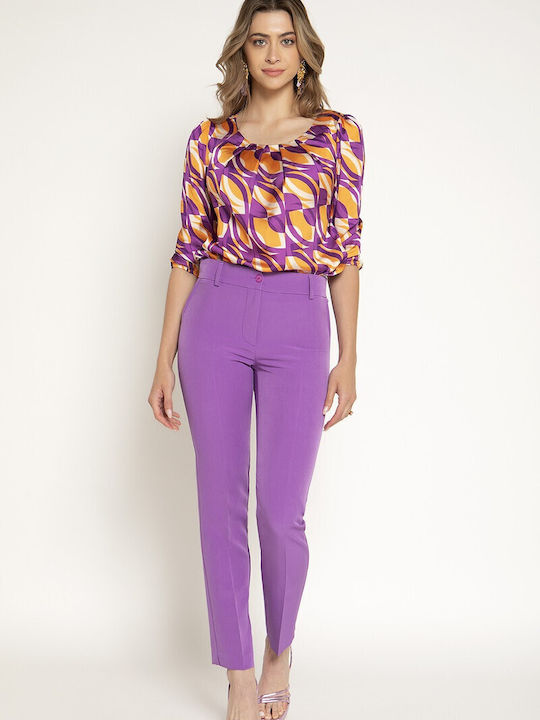 Femei Lilac Set cu Talie înaltă Pantaloni cu Croială Dreaptă
