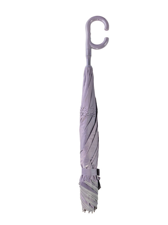 Windproof Automatic Umbrella with Walking Stick Gray