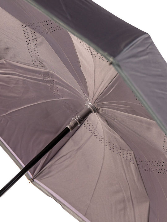 Windproof Automatic Umbrella with Walking Stick Gray