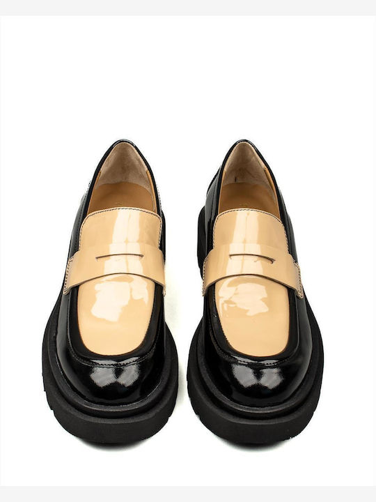 Leder Damen Loafers in Schwarz Farbe