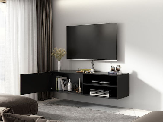 TV Stand Wooden Oriol Black L150xW40xH40cm