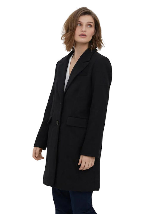 Vero Moda Women's Midi Coat with Buttons Black