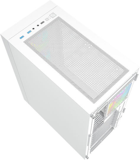 Gembird Fornax 4000 Gaming Midi-Turm Computergehäuse mit RGB-Beleuchtung Weiß
