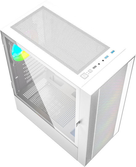 Gembird Fornax 4000 Gaming Midi-Turm Computergehäuse mit RGB-Beleuchtung Weiß
