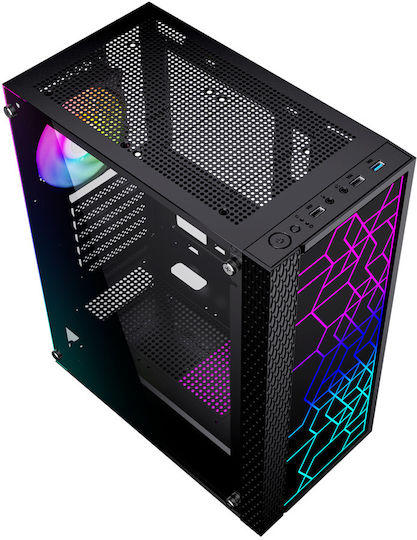 Gembird Fornax 2500 Gaming Midi Tower Κουτί Υπολογιστή με RGB Φωτισμό Μαύρο