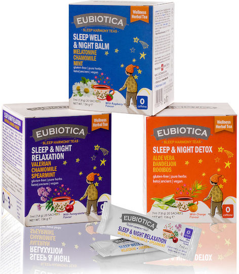 Eubiotica Ρόφημα Sleep & Night Relaxation με Βαλεριάνα Χαμομήλι & Λεμονόχορτο σε Φακελάκια / Sticks 156gr