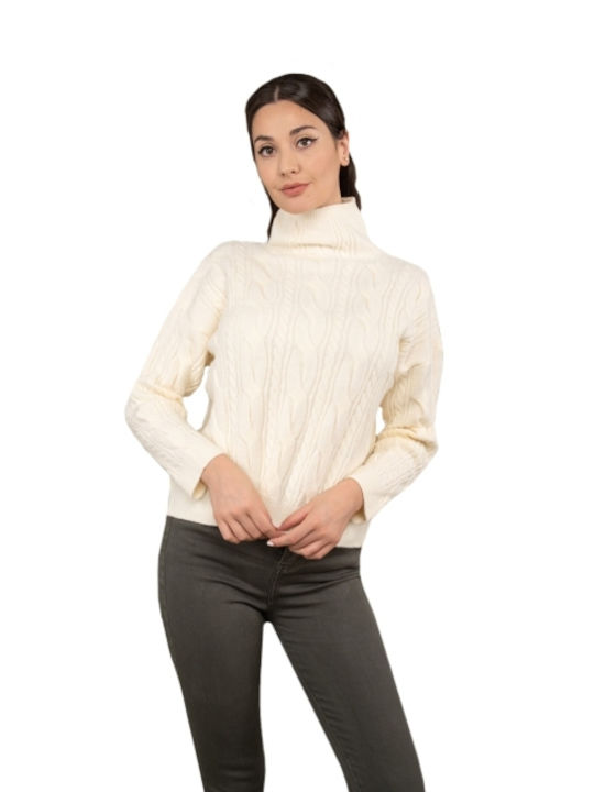 E-shopping Avenue Women's Blouse Long Sleeve Turtleneck White