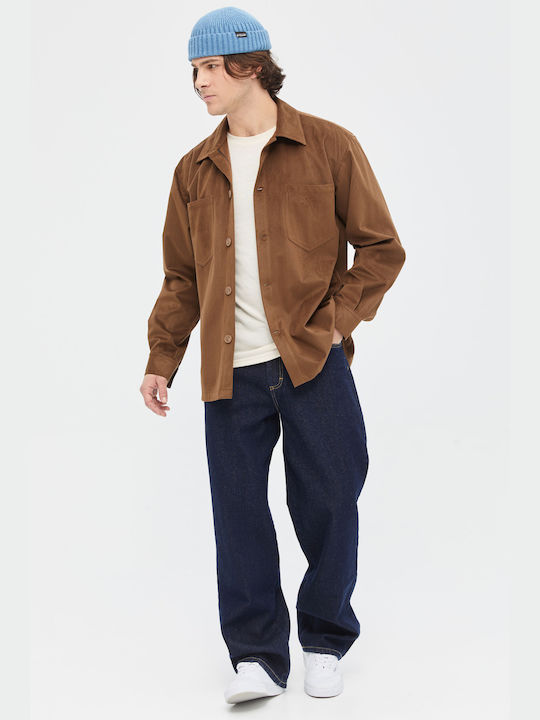 Aristoteli Bitsiani Men's Shirt Long Sleeve Corduroy Coffee.