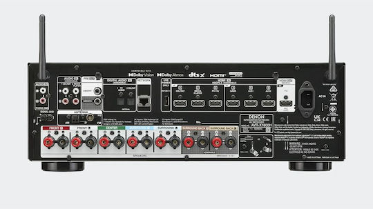 Denon AVR-X1800H Home Cinema Amplifier 4K/8K 7.2 Channels 80W/8Ω 175W/6Ω with HDR and Dolby Atmos Black