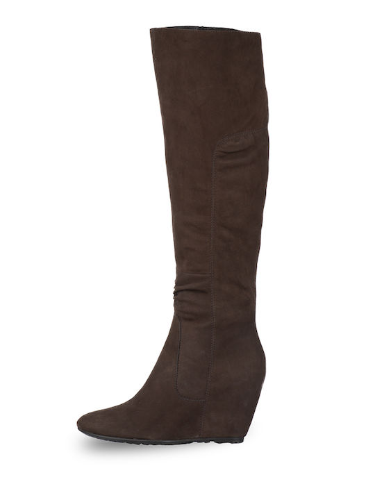 Bruno Premi Suede High Heel Women's Boots with Zipper Brown