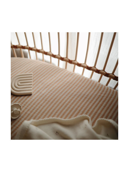 Mushie Baby Bettlaken Für Wiege Baumwolle Angepasst Beige 40x100cm