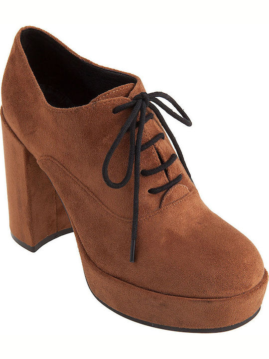 Keep Fred Suede Women's Ankle Boots with Medium Heel Brown