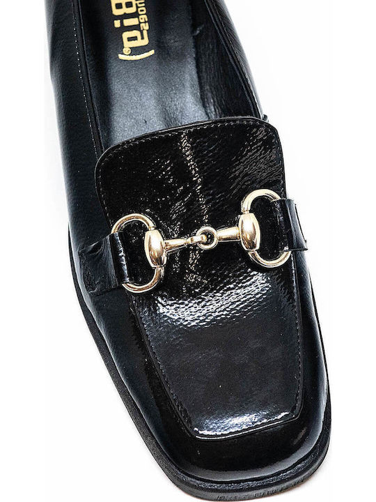 Leather Pointed Toe Black Medium Heels