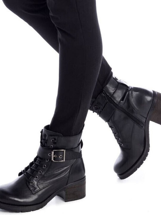 Leder Stiefeletten Damen Schwarz