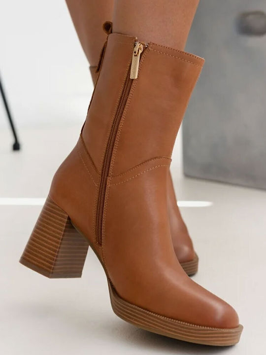 Leder Stiefeletten Damen Braun