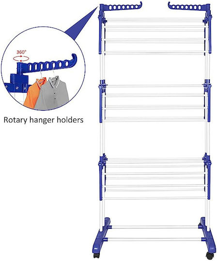 Uscătoare Rufe Pliere Pardoseală Inox Cu Roți 172x126cm