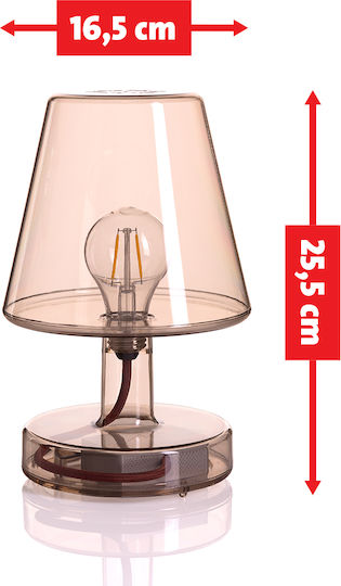 Fatboy Table Lamp with Transparent Shade and Brown Base