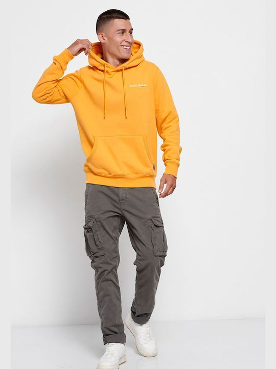 Funky Buddha Herren Sweatshirt mit Kapuze und Taschen Yellow