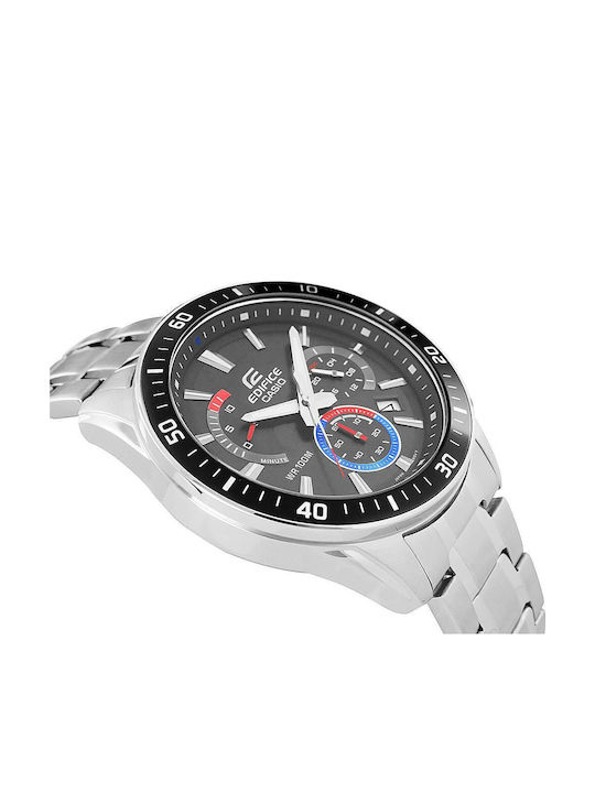 Casio Edifice Ανδρικό Ρολόι Χρονογράφος Μπαταρίας με Ασημί Μεταλλικό Μπρασελέ