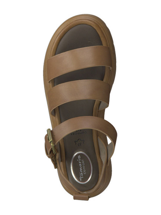 Tamaris Leather Women's Sandals Tabac Brown