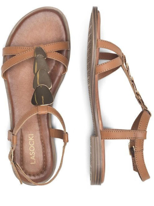 Flache Sandalen für Damen in Braun Farbe