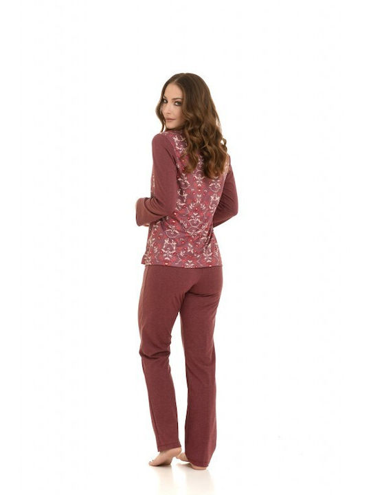 Zen Intimates Winter Baumwolle Damen Pyjama-Hose Bordeaux