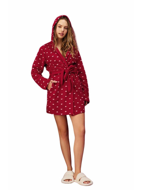 Elitol Winter Damen Baumwolle Robe Red