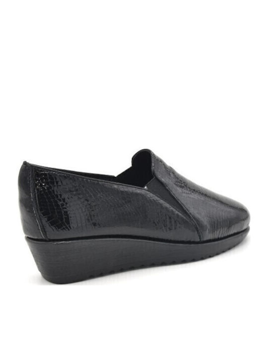 Leder Damen Mokassins in Schwarz Farbe