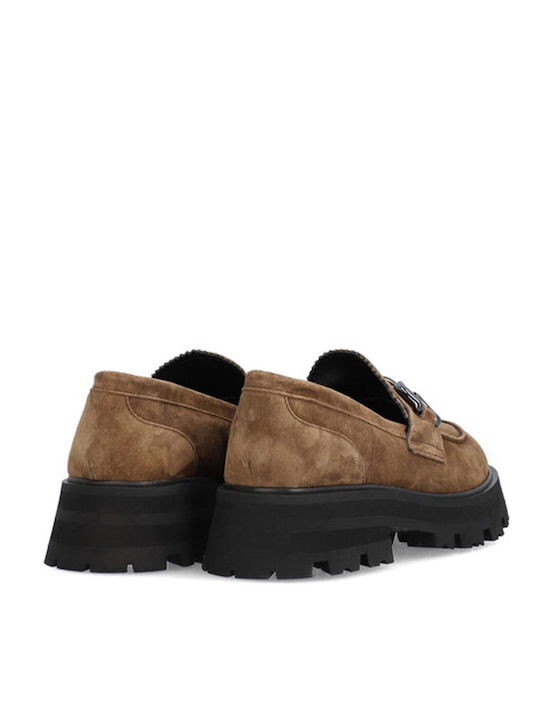 Alpe Leather Women's Moccasins in Brown Color