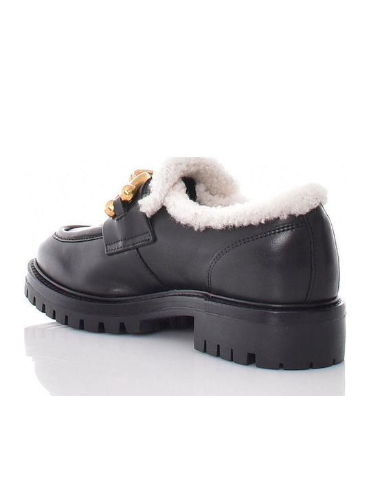 Leather Women's Moccasins in Black Color