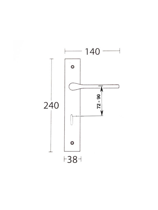 Convex Lever Front Door with Plate Right 1515 ICH-13534-ΠΌΜΟΛΟ-ΕΞΏΠΟΡΤΑΣ-ΔΕΞΊ Matt Chrome