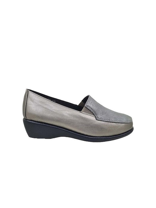 Antrin Leather Women's Moccasins in Gray Color