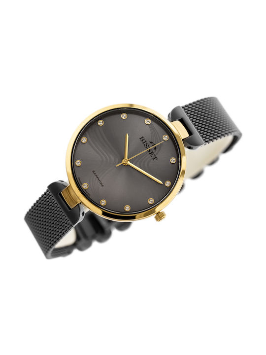 Bisset Damen Uhr mit Schwarz Metallarmband