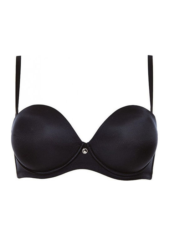 Double Extra Μπεζ Strapless Σουτιέν με Ελαφριά Ενίσχυση
