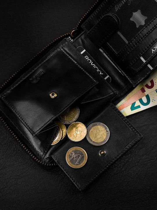 Δερμάτινο Ανδρικό Πορτοφόλι Κερμάτων με RFID Μαύρο
