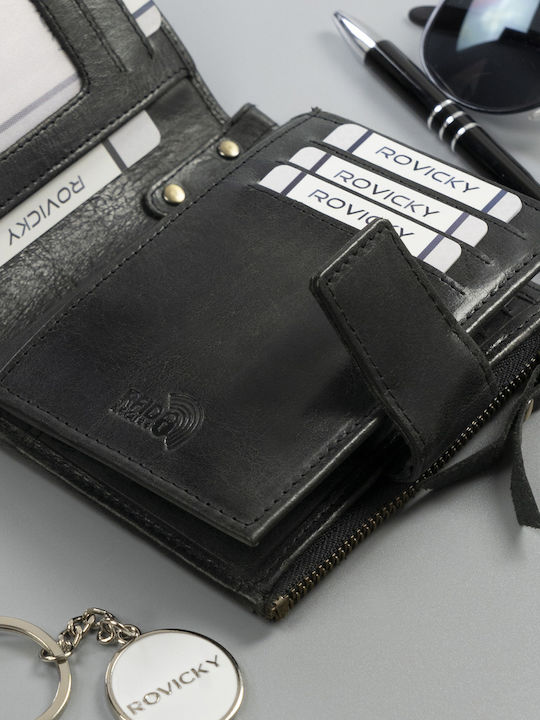 Кожен Мъжки Портфейл за Карти с RFID Черен