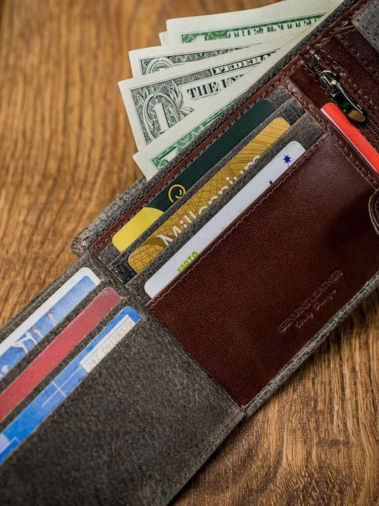 Leder Herren Geldbörse Karten mit RFID Gray