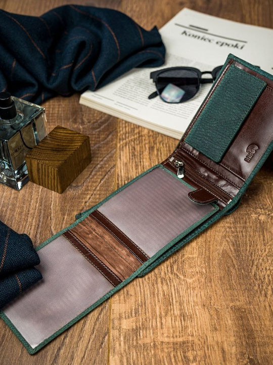 Leather Men's Wallet Cards with RFID Blue