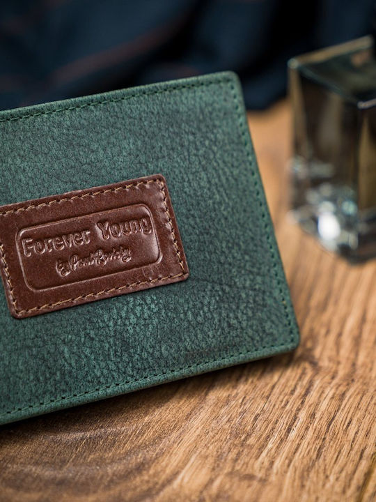 Leather Men's Wallet Cards with RFID Blue