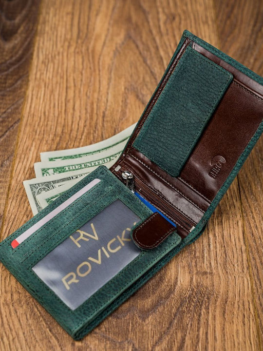 Leather Men's Wallet Cards with RFID Blue