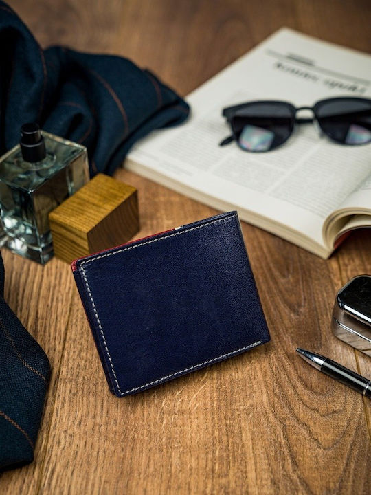 Leather Men's Wallet Cards with RFID Red