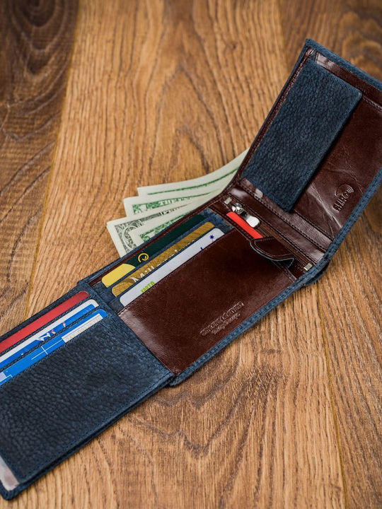 Leder Herren Geldbörse Karten mit RFID Blau