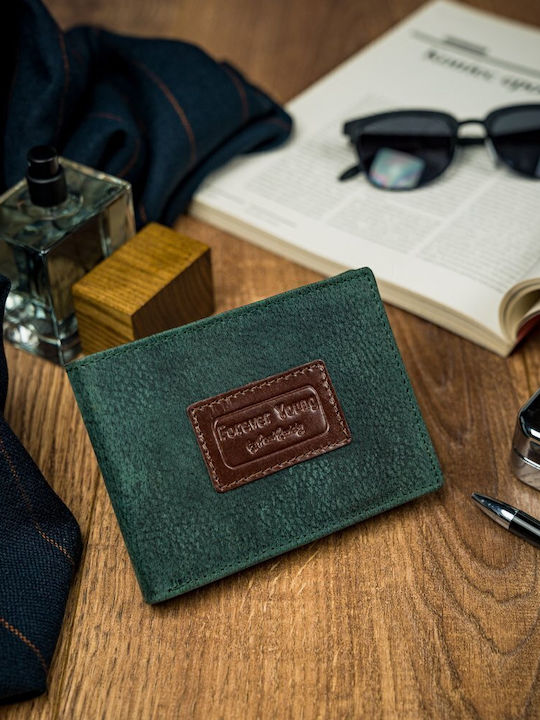 Leather Men's Wallet Cards with RFID Blue